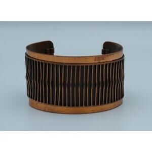 Renoir Signed Copper Cuff Bracelet Vintage Mid Century Modern MCM Basketweave